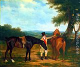 Groom Canvas Paintings - Two Hunters with a Groom
